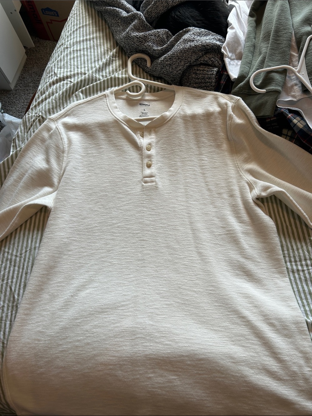 Mossimo Supply Co. Men's Cream Long-Sleeve Henley Shirt